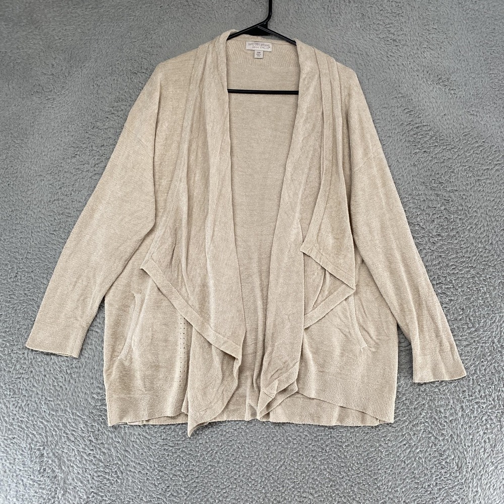 Barefoot Dreams Sweater Cardigan Womens S/M Beige CozyChic Ultra Lite Open Front